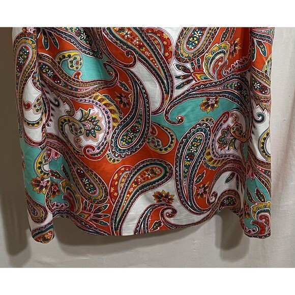 Anne Klein Retro Colorful Paisley Spring Sleeveless Shift Dress Pockets U - Picture 3 of 6